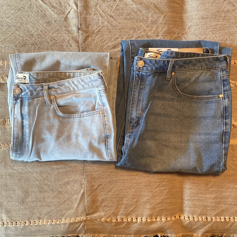 2 pair nwt Seven7 High Rise Blue Jeans 16 Straight leg - Picture 3 of 3